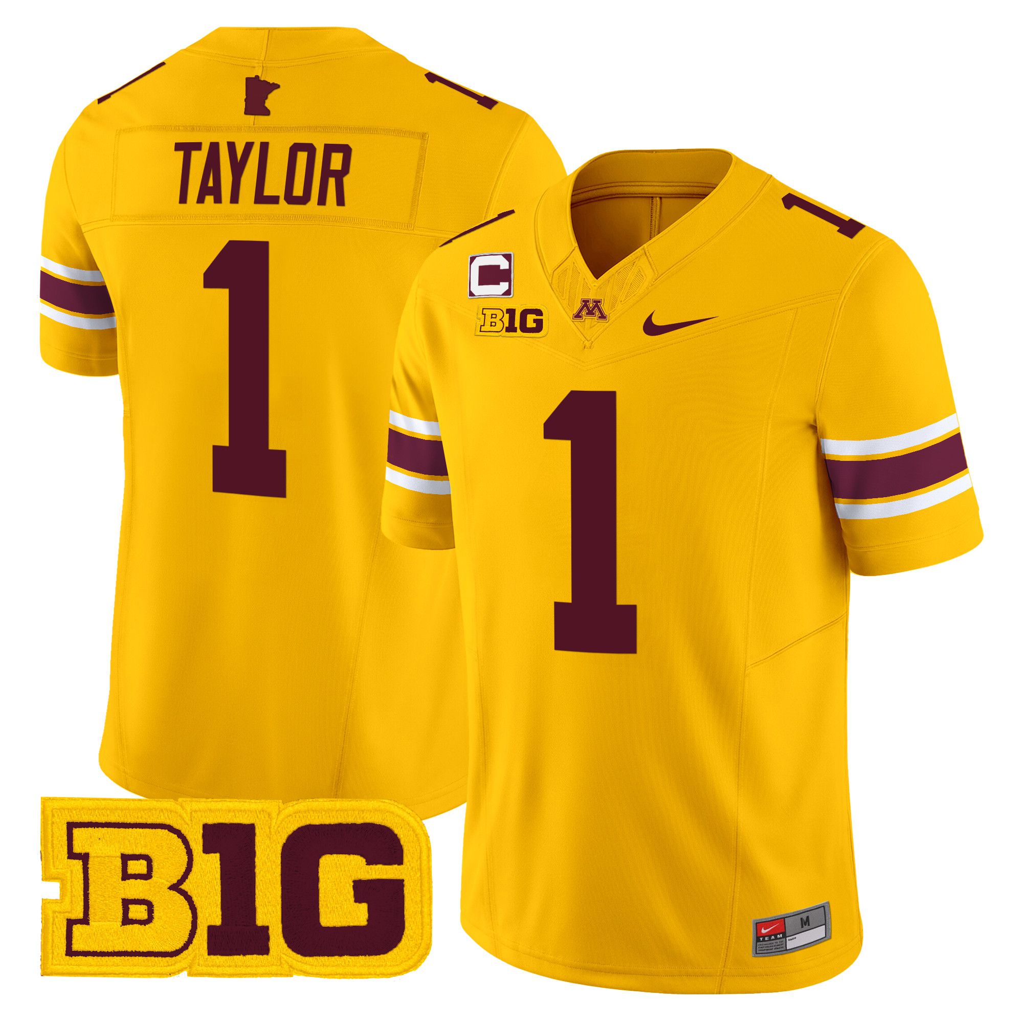 Men Minnesota Golden Gophers #1 Taylor Yellow Nike 2024 Vapor Limited NCAA Jersey style 1